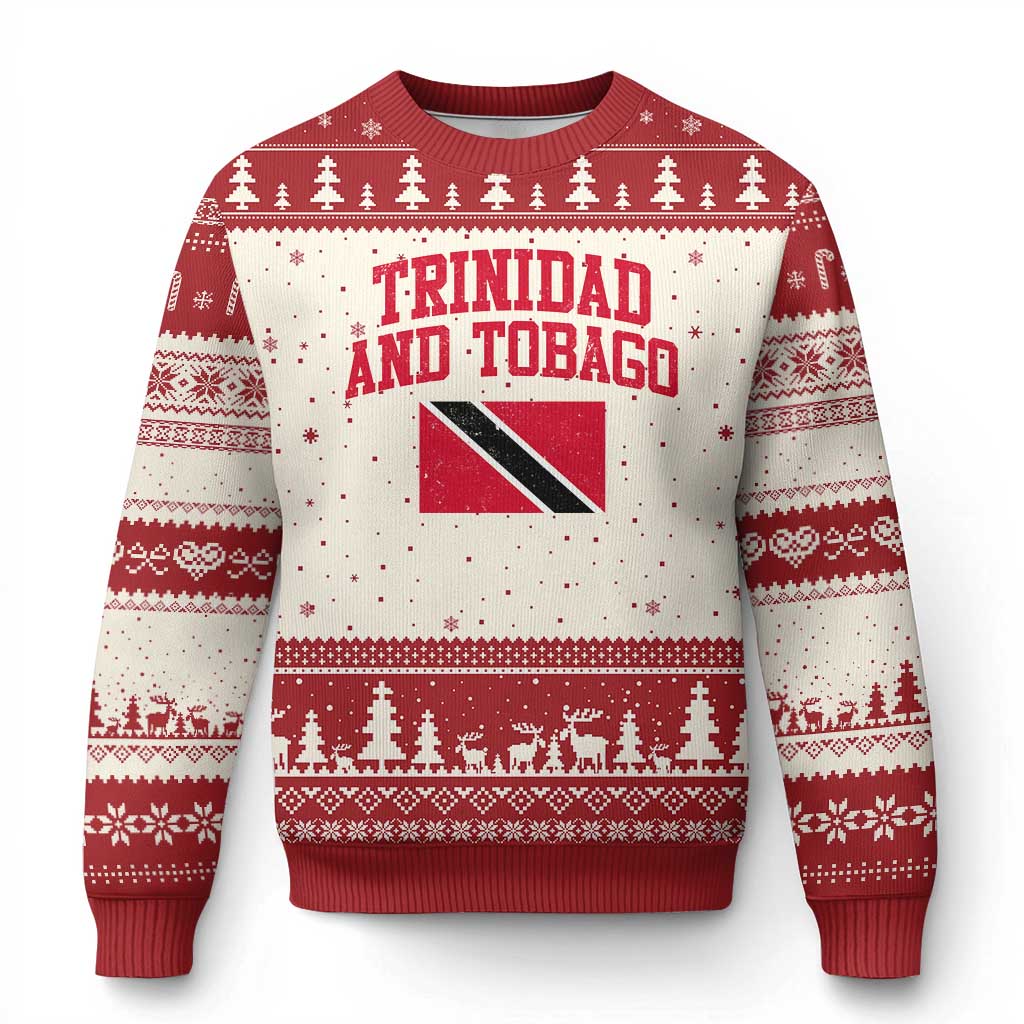 Trinidad And Tobago Athletic Throwback Design Ugly Christmas Sweater Vintage Trinidadian Flag TS11 Beige Red Print Your Wear