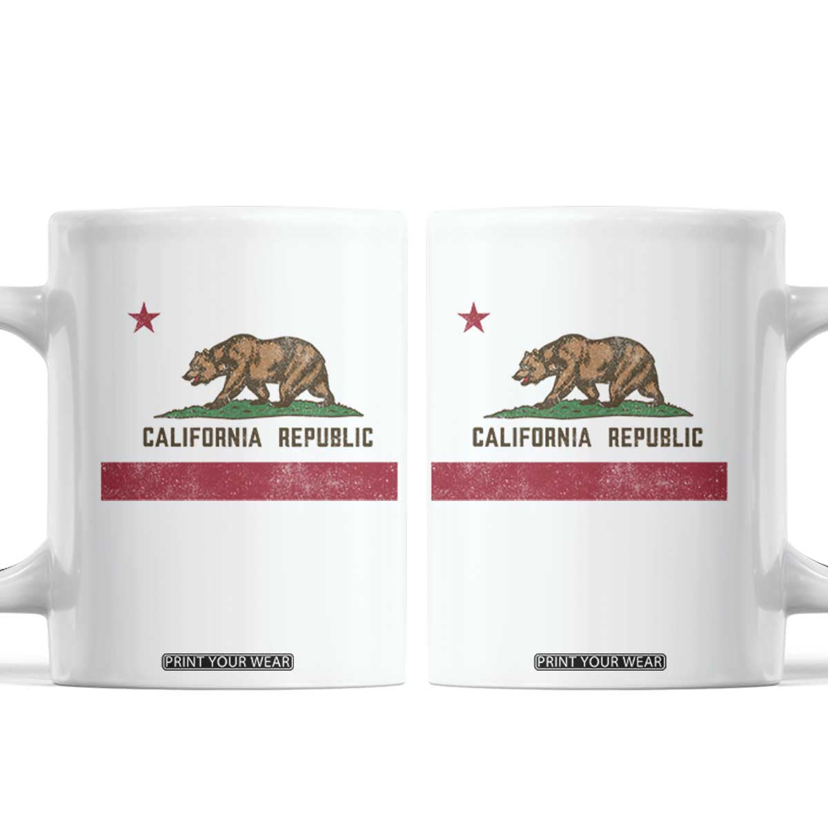 Vintage California State Flag Coffee Mug Grizzly Bear SoCal Norcal Cencal San Francisco