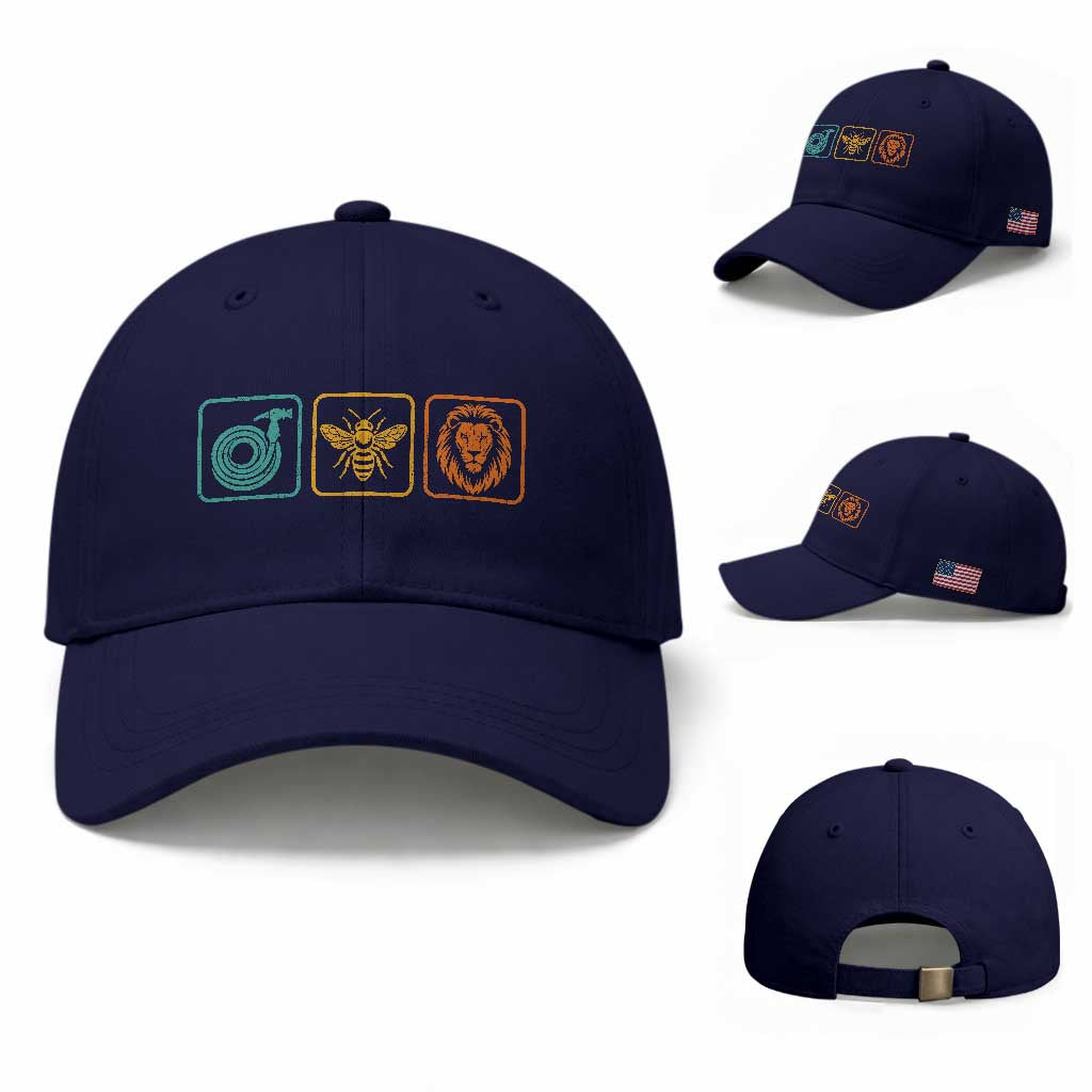 Hose Bee Lion Icons Funny Meme Retro Baseball Cap TS11 Baseball Cap Universal Fit Dark Blue Print Your Wear