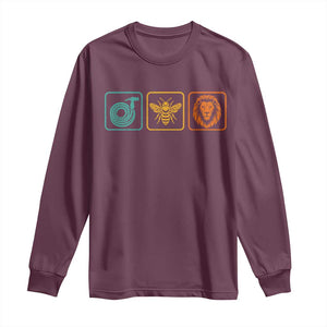Hose Bee Lion Icons Funny Meme Retro Long Sleeve Shirt TS11 Maroon Print Your Wear