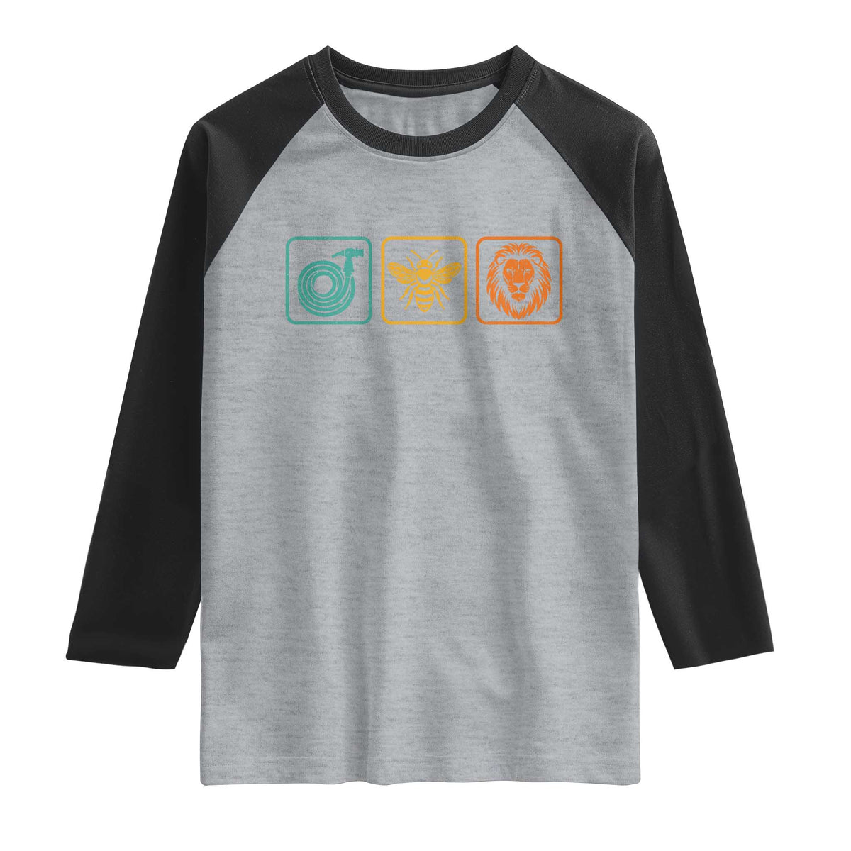 Hose Bee Lion Icons Funny Meme Retro Raglan Shirt TS11 Heather Gray Black Print Your Wear