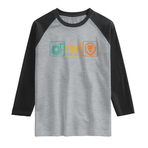 Hose Bee Lion Icons Funny Meme Retro Raglan Shirt TS11 Heather Gray Black Print Your Wear