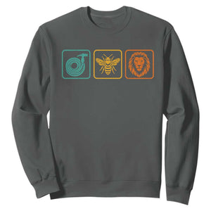 Hose Bee Lion Icons Funny Meme Retro Sweatshirt TS11 Dark Heather Print Your Wear