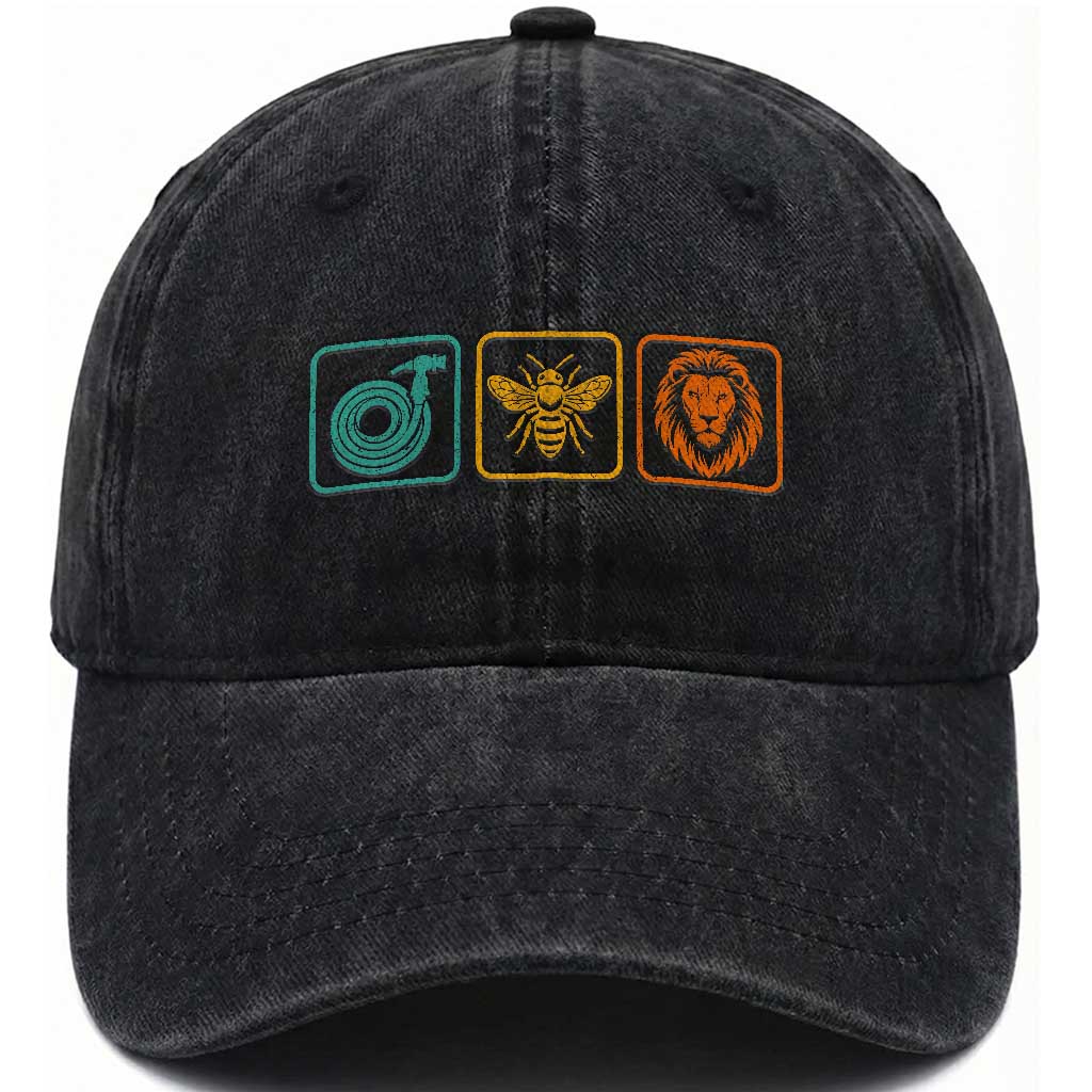 Hose Bee Lion Icons Funny Meme Retro Washed Cotton Baseball Cap TS11 Print Your Wear