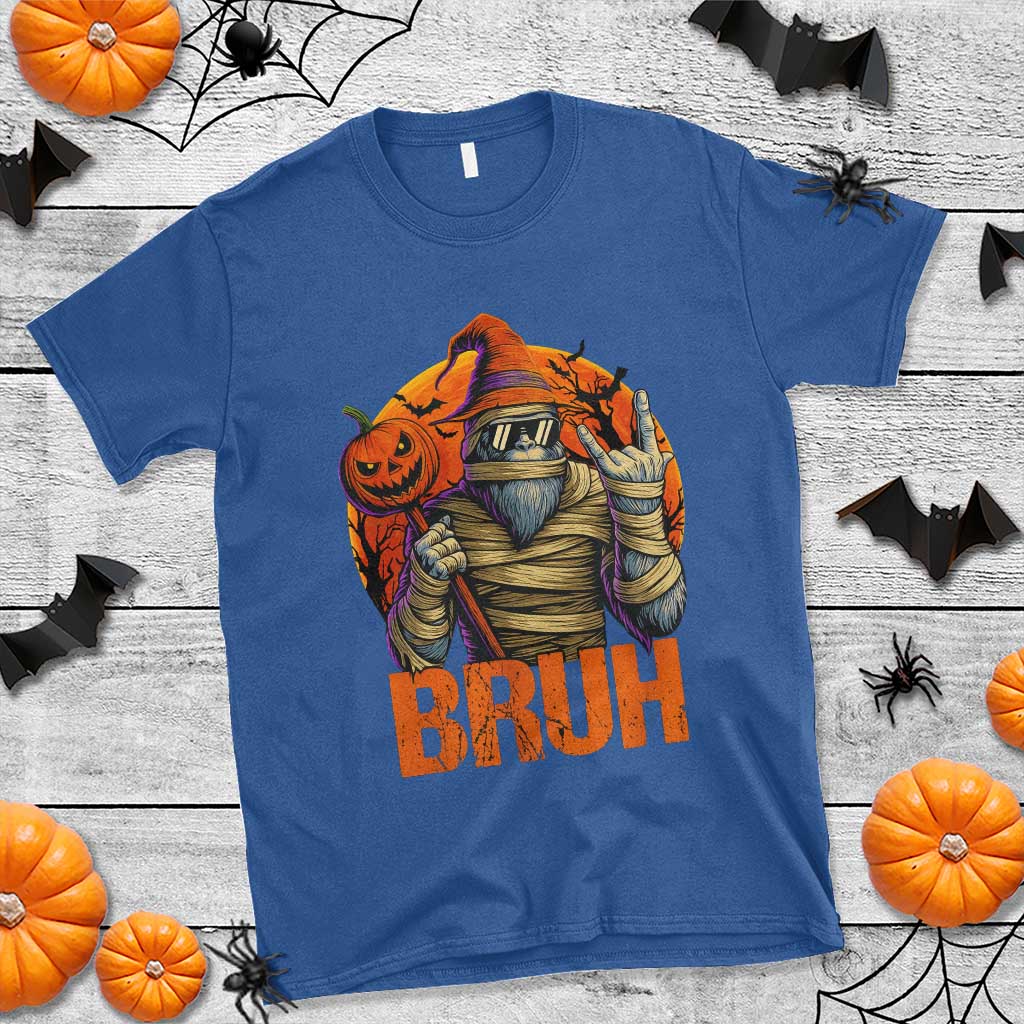 Funny Halloween Bigfoot T Shirt Bruh Spooky Mummy Sasquatch Jack O Lantern TS11 Royal Blue Print Your Wear