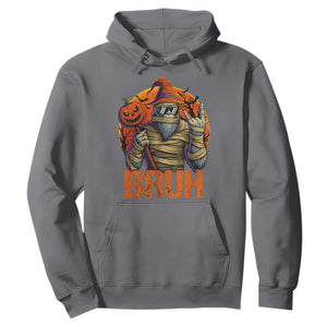 Funny Halloween Bigfoot Hoodie Bruh Spooky Mummy Sasquatch Jack O Lantern TS11 Charcoal Print Your Wear