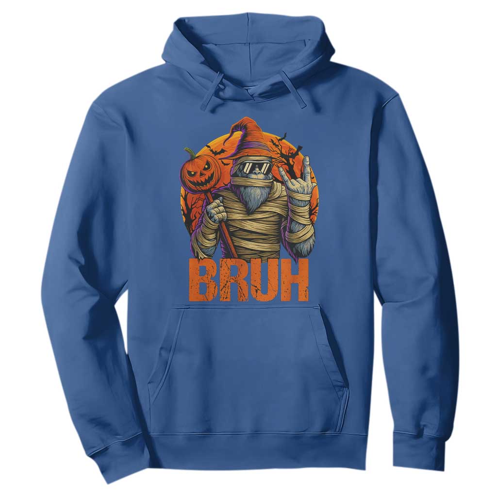 Funny Halloween Bigfoot Hoodie Bruh Spooky Mummy Sasquatch Jack O Lantern TS11 Royal Blue Print Your Wear