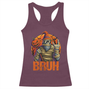 Funny Halloween Bigfoot Racerback Tank Top Bruh Spooky Mummy Sasquatch Jack O Lantern TS11 Maroon Print Your Wear