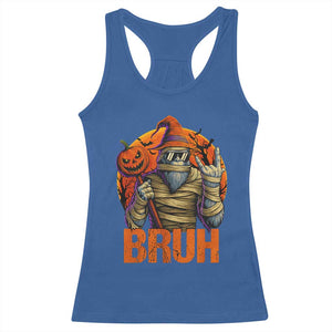Funny Halloween Bigfoot Racerback Tank Top Bruh Spooky Mummy Sasquatch Jack O Lantern TS11 Royal Blue Print Your Wear