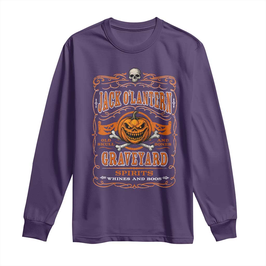 Halloween Jack O Lantern Long Sleeve Shirt Scary Skull Pumpkin Face TS11 Purple Print Your Wear