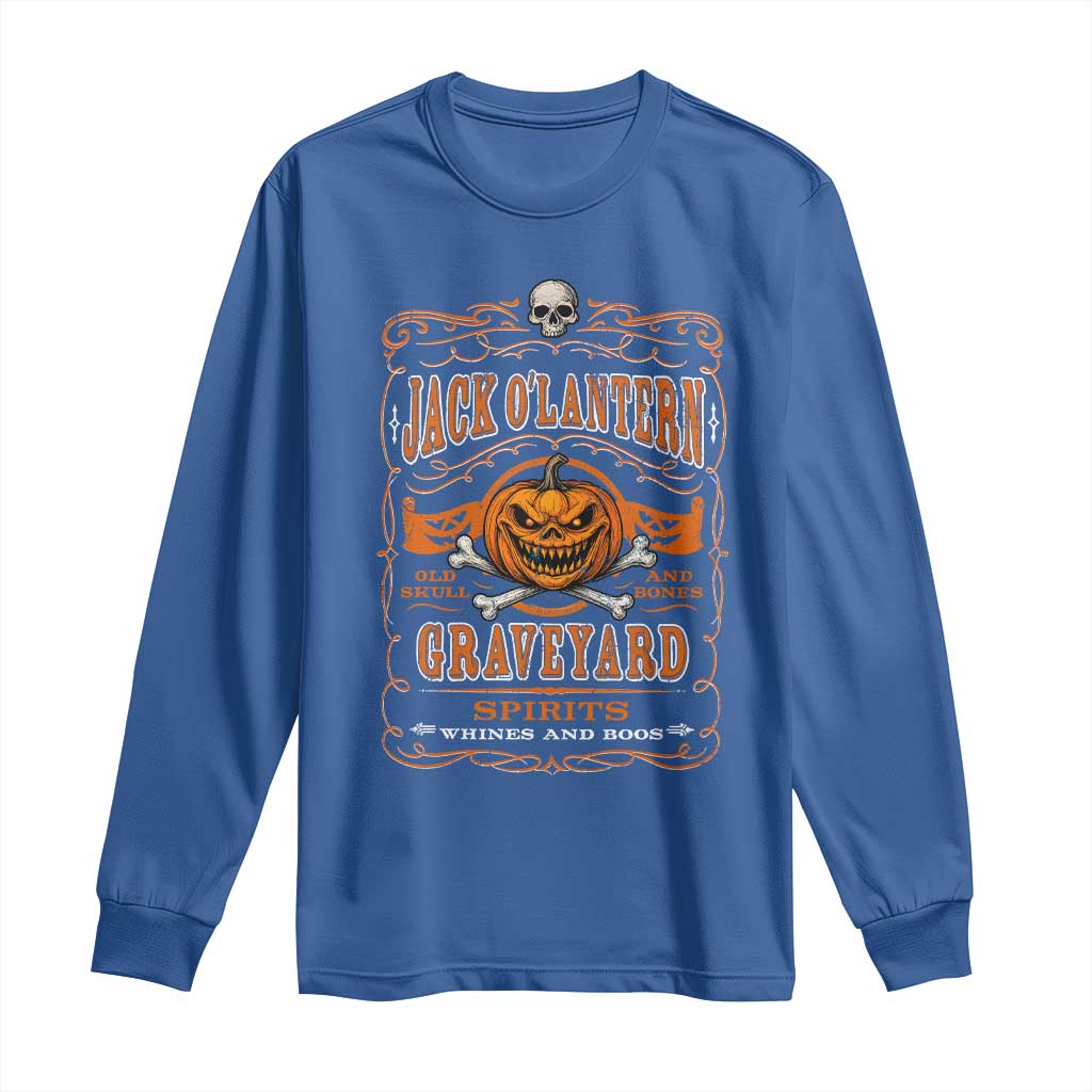 Halloween Jack O Lantern Long Sleeve Shirt Scary Skull Pumpkin Face TS11 Royal Blue Print Your Wear