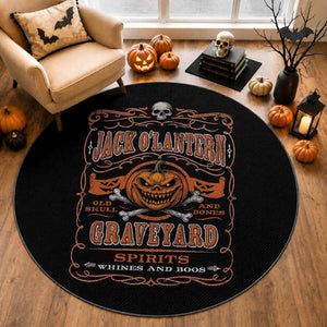 Halloween Jack O Lantern Round Rug Scary Skull Pumpkin Face
