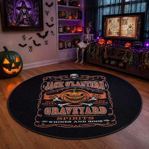 Halloween Jack O Lantern Round Rug Scary Skull Pumpkin Face