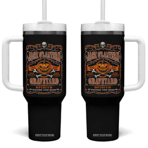 Halloween Jack O Lantern Tumbler With Handle Scary Skull Pumpkin Face TS11 One Size: 40 oz Black Print Your Wear