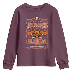 Halloween Jack O Lantern Youth Sweatshirt Scary Skull Pumpkin Face TS11 Maroon Print Your Wear