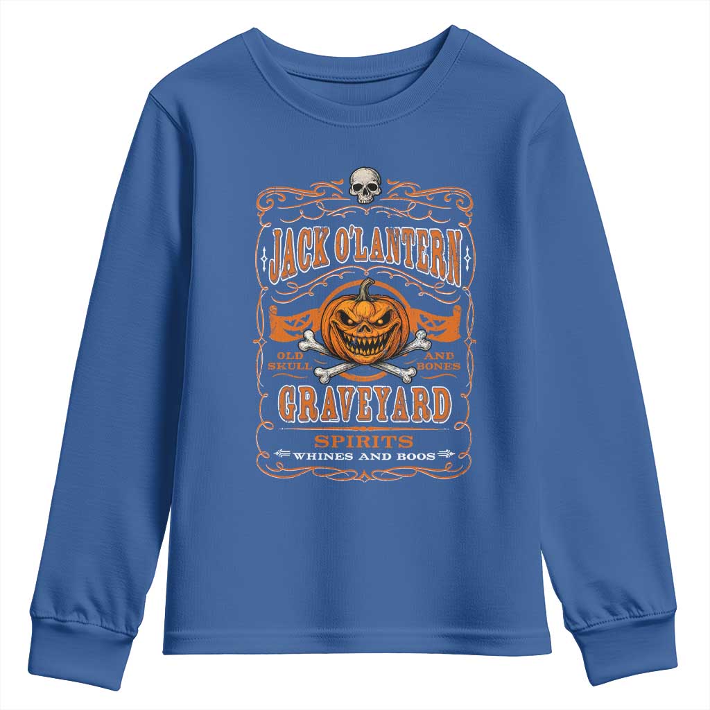Halloween Jack O Lantern Youth Sweatshirt Scary Skull Pumpkin Face TS11 Royal Blue Print Your Wear
