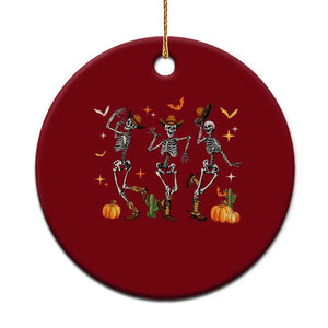 Dancing Skeleton Cowboys Western Country Rodeo Halloween Ceramic Ornament