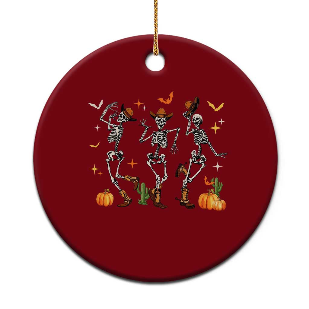 Dancing Skeleton Cowboys Western Country Rodeo Halloween Ceramic Ornament