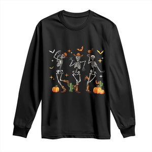 Dancing Skeleton Cowboys Western Country Rodeo Halloween Long Sleeve Shirt