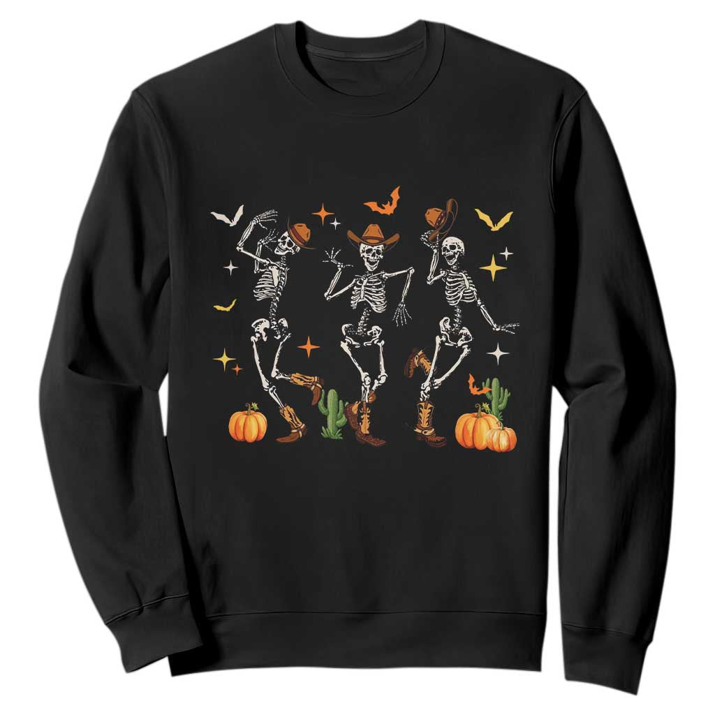 Dancing Skeleton Cowboys Western Country Rodeo Halloween Sweatshirt