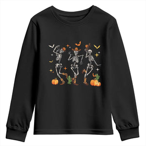 Dancing Skeleton Cowboys Western Country Rodeo Halloween Youth Sweatshirt