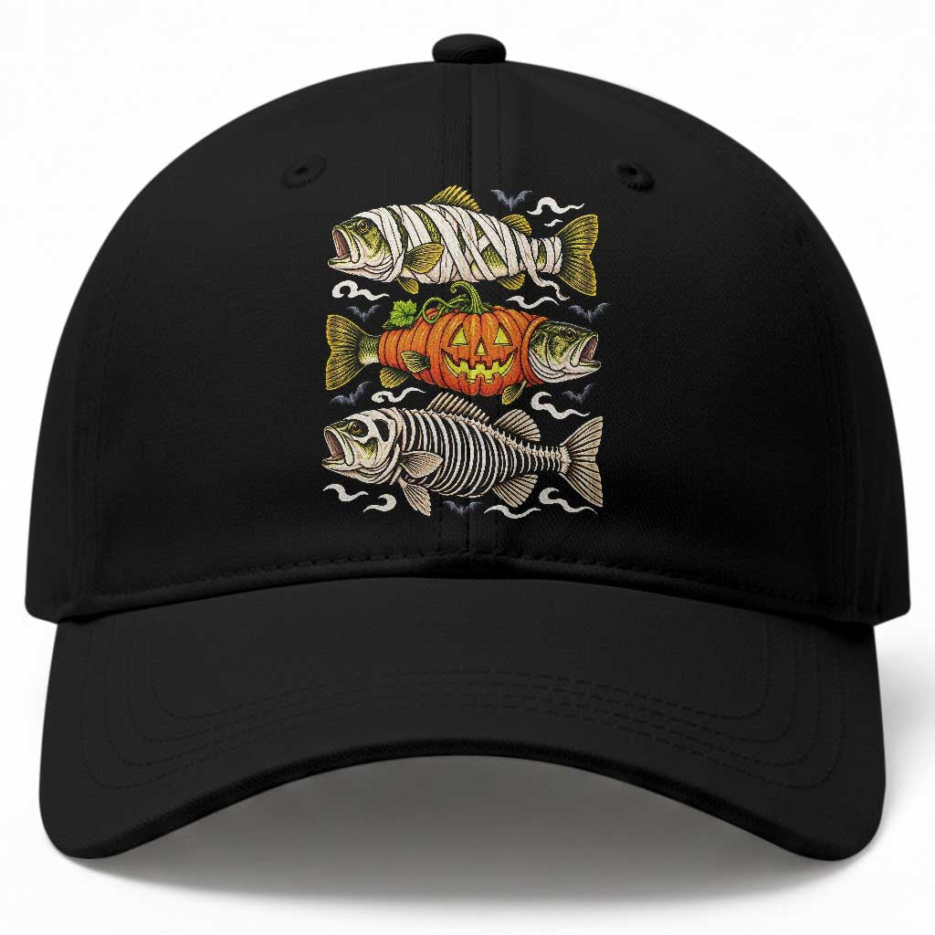 Halloween Bass Fish Pumpkin Skeleton Mummy Baseball Cap