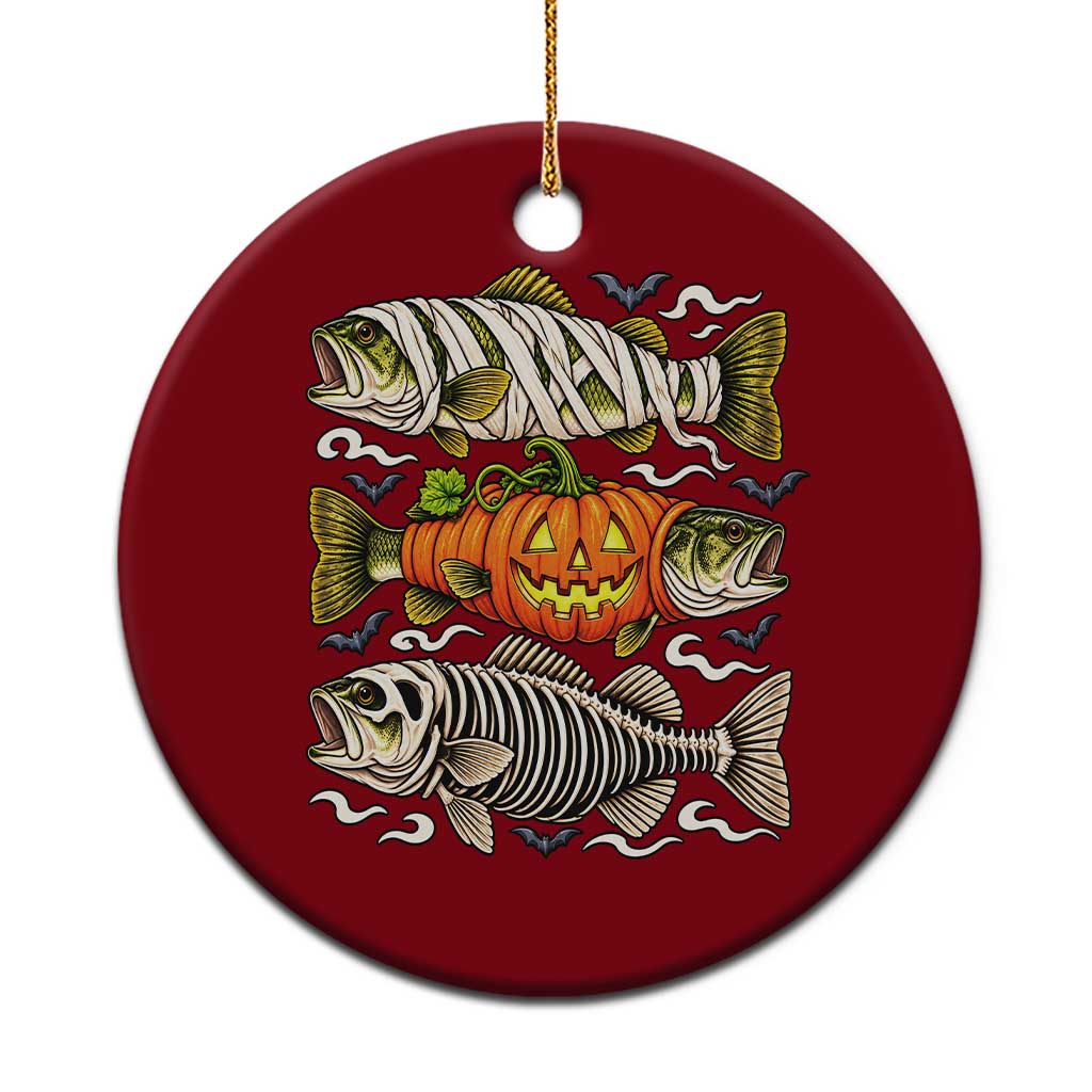 Halloween Bass Fish Pumpkin Skeleton Mummy Ceramic Ornament