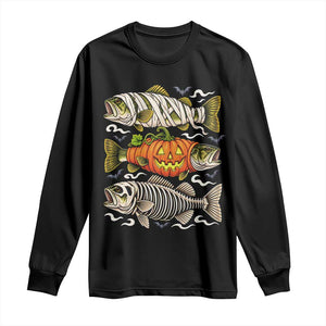 Halloween Bass Fish Pumpkin Skeleton Mummy Long Sleeve Shirt