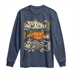 Halloween Bass Fish Pumpkin Skeleton Mummy Long Sleeve Shirt
