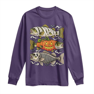 Halloween Bass Fish Pumpkin Skeleton Mummy Long Sleeve Shirt