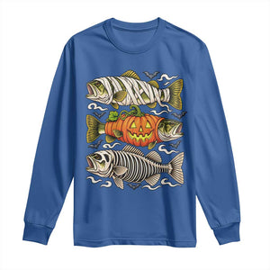 Halloween Bass Fish Pumpkin Skeleton Mummy Long Sleeve Shirt