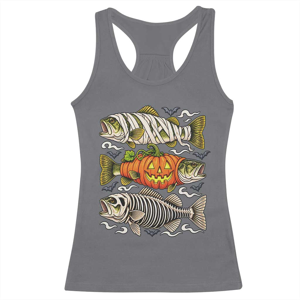 Halloween Bass Fish Pumpkin Skeleton Mummy Racerback Tank Top