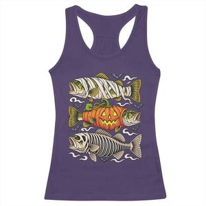 Halloween Bass Fish Pumpkin Skeleton Mummy Racerback Tank Top