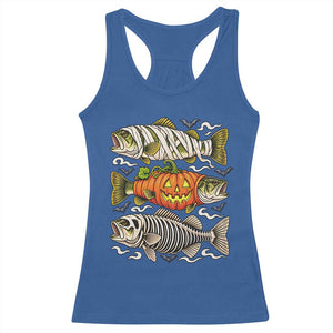 Halloween Bass Fish Pumpkin Skeleton Mummy Racerback Tank Top