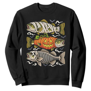Halloween Bass Fish Pumpkin Skeleton Mummy Sweatshirt