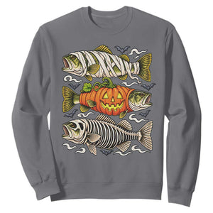 Halloween Bass Fish Pumpkin Skeleton Mummy Sweatshirt