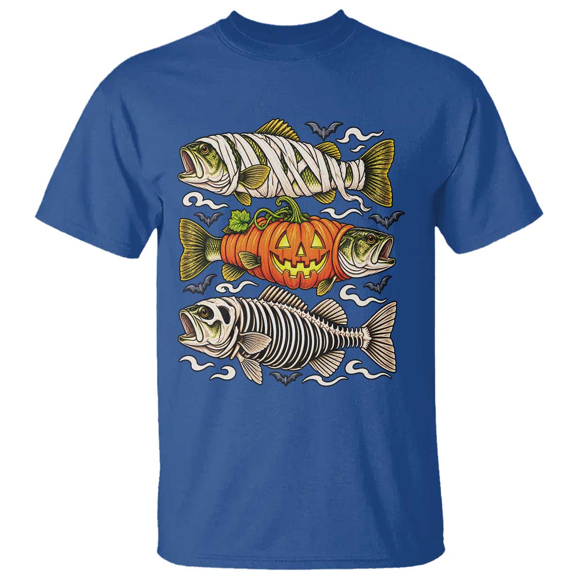 Halloween Bass Fish Pumpkin Skeleton Mummy T Shirt