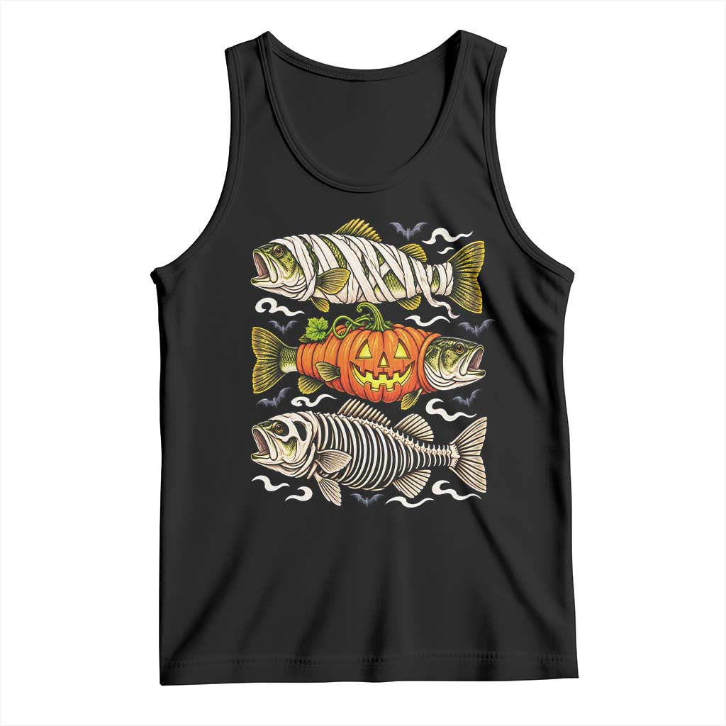 Halloween Bass Fish Pumpkin Skeleton Mummy Tank Top