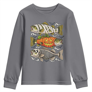 Halloween Bass Fish Pumpkin Skeleton Mummy Youth Sweatshirt