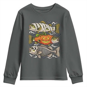 Halloween Bass Fish Pumpkin Skeleton Mummy Youth Sweatshirt