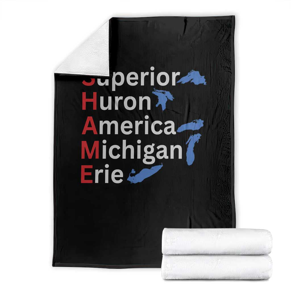 Shame Superior Huron America Michigan Erie Throw Blanket The Five Great Lakes of North America