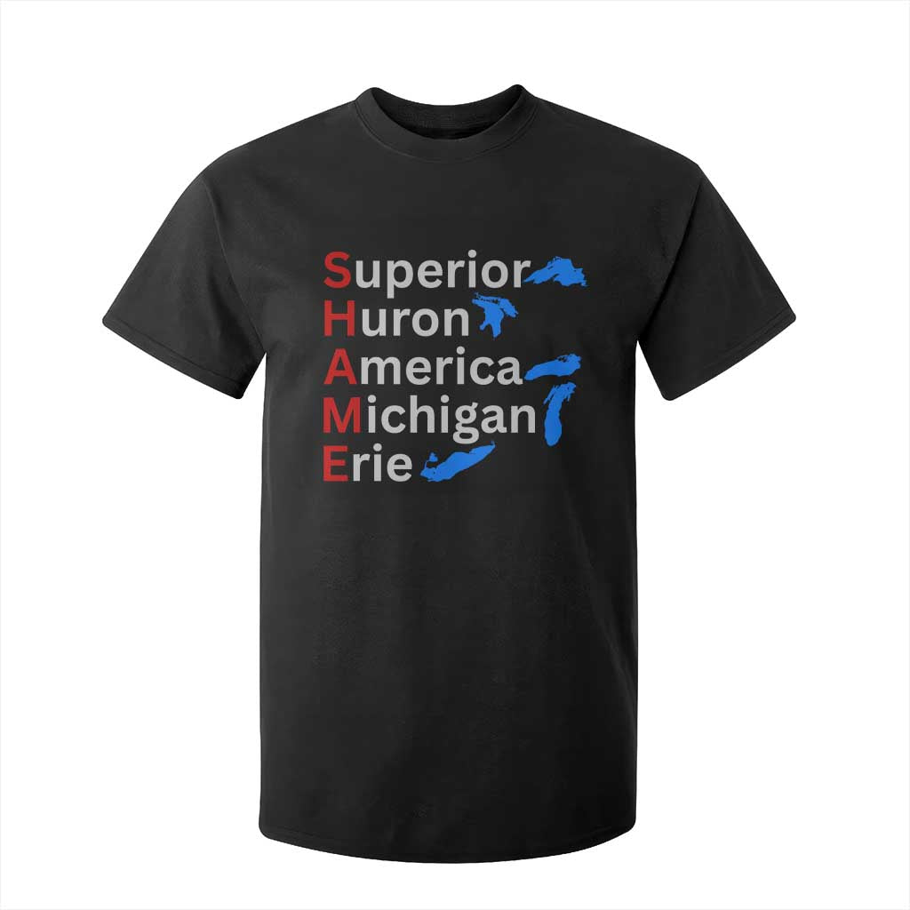 Shame Superior Huron America Michigan Erie T Shirt For Kid The Five Great Lakes of North America
