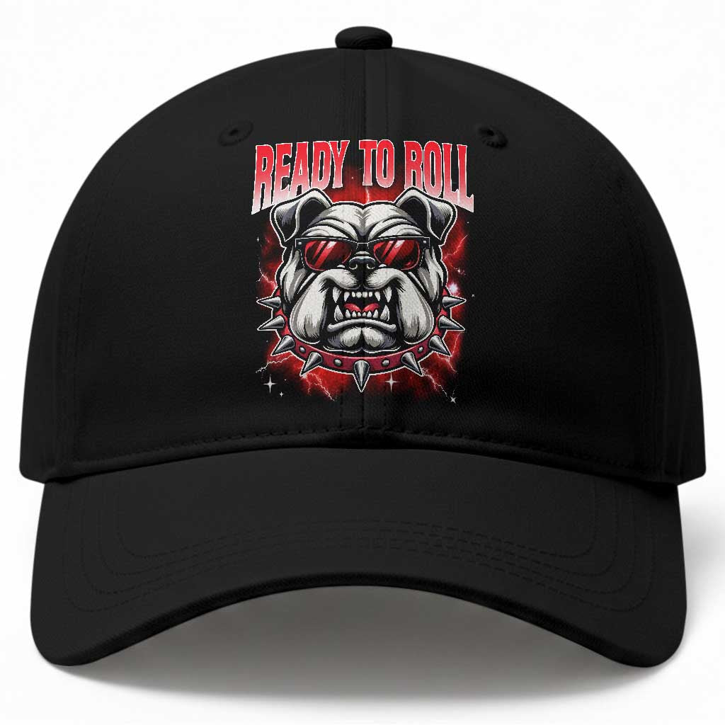 Ready To Roll Funny Bulldog Baseball Cap Athletic Game Day Bootleg Graphic