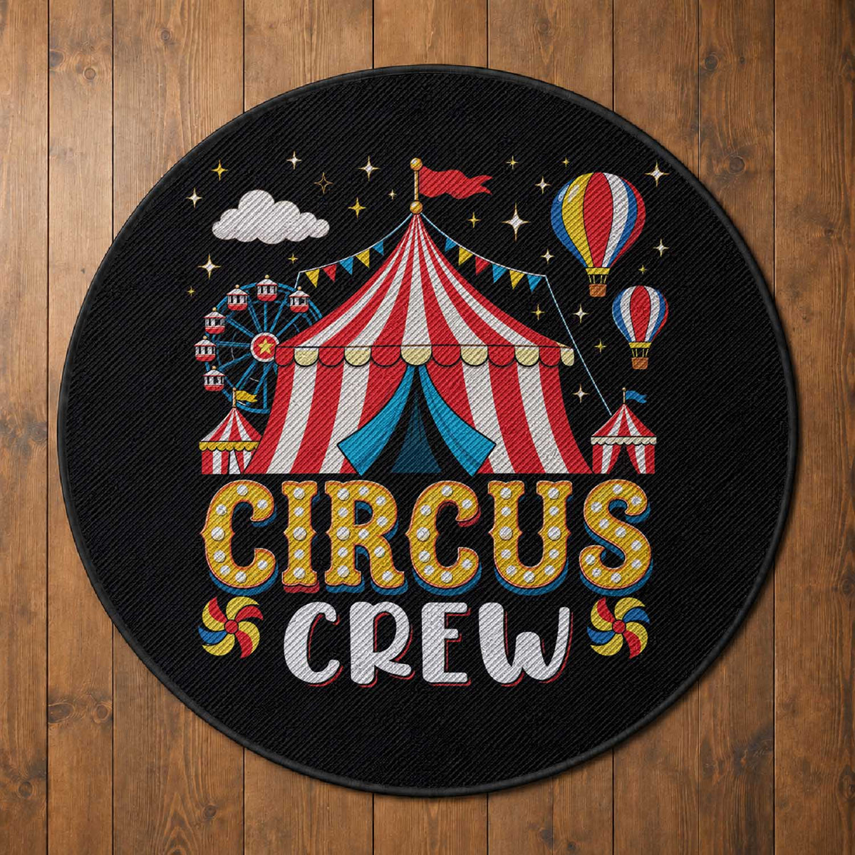 Circus Crew Round Rug Funny Circus Staff Clown Party Carnival