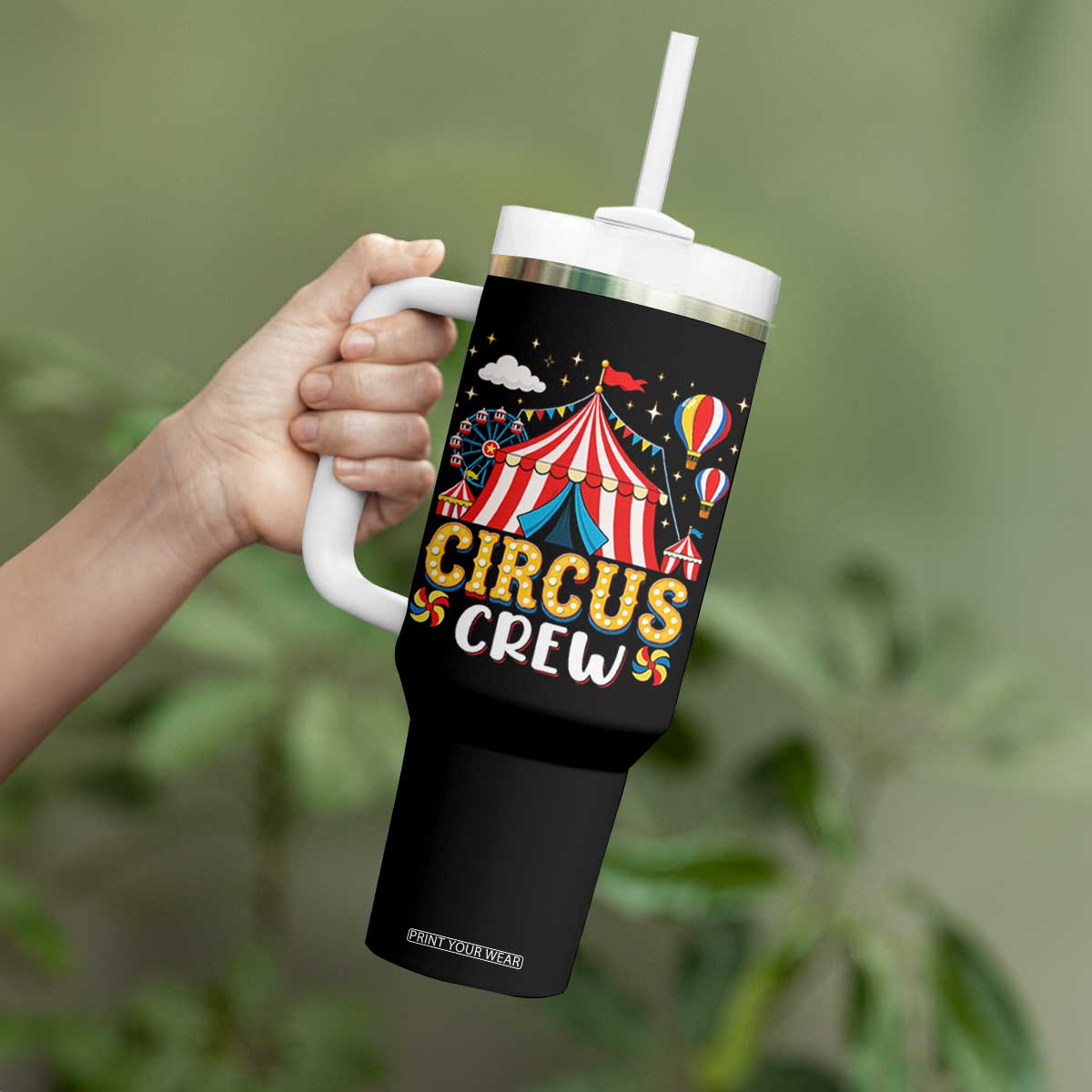 Circus Crew Tumbler With Handle Funny Circus Staff Clown Party Carnival