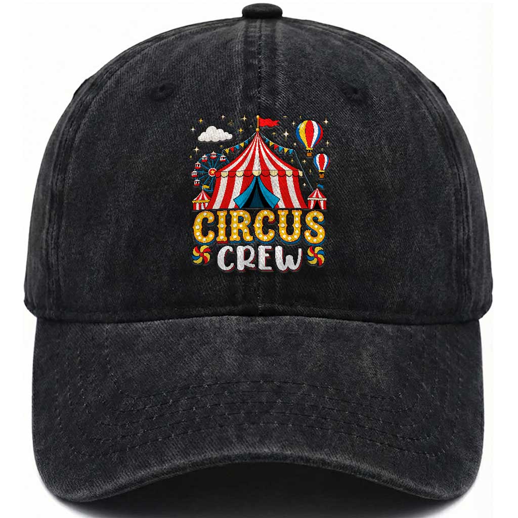 Circus Crew Washed Cotton Baseball Cap Funny Circus Staff Clown Party Carnival