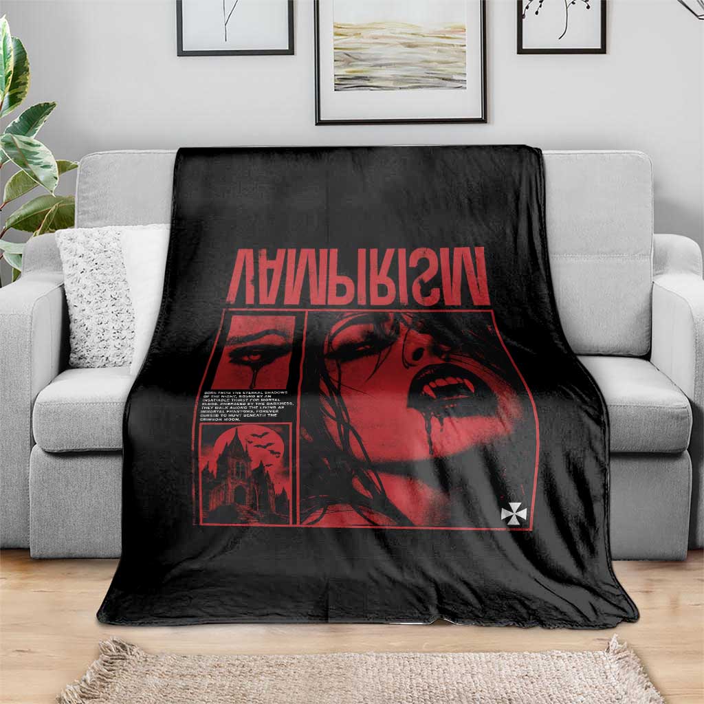 Vampirism Vampire Dark Gothic Emo Y2k Halloween Grunge Throw Blanket