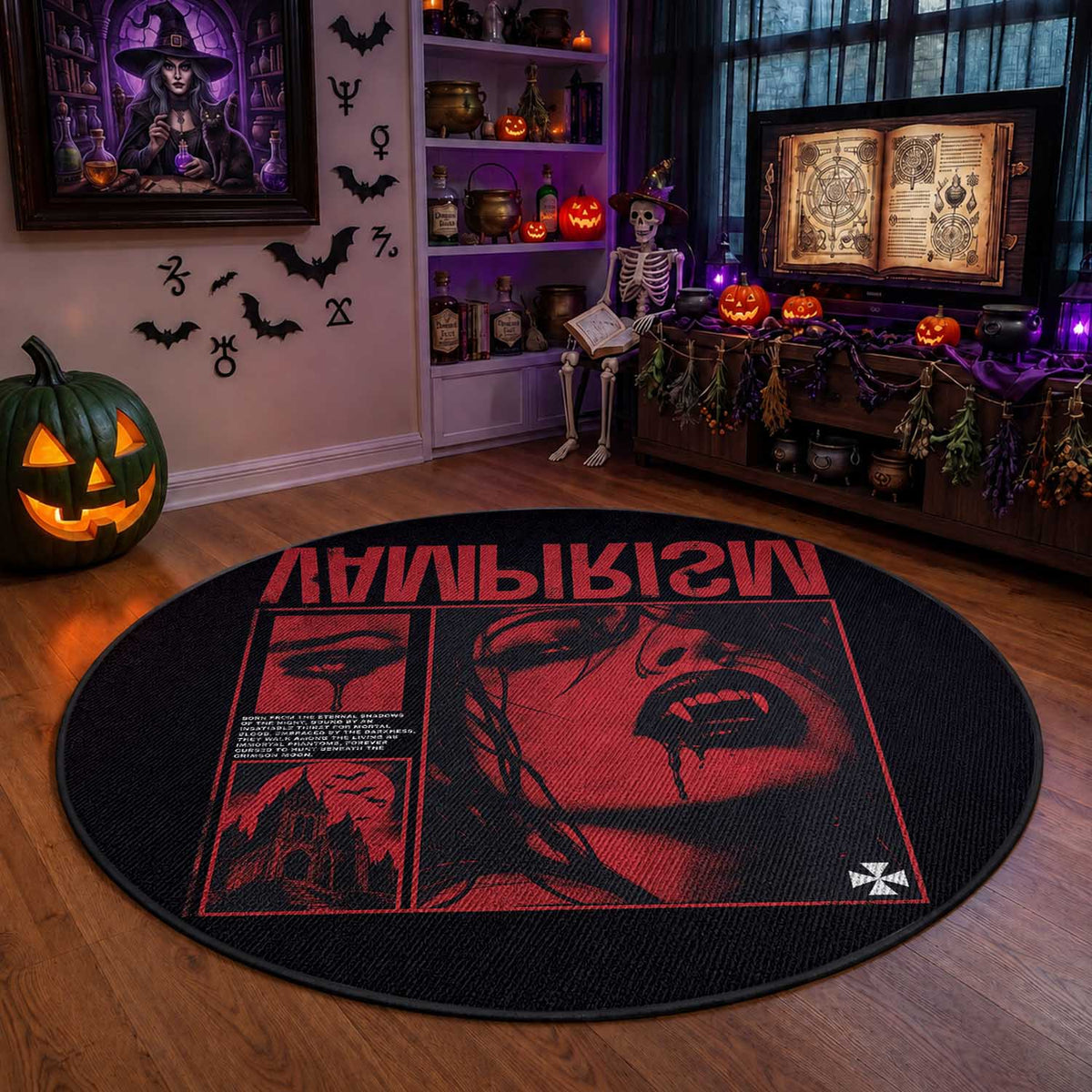 Vampirism Vampire Dark Gothic Emo Y2k Halloween Grunge Round Rug