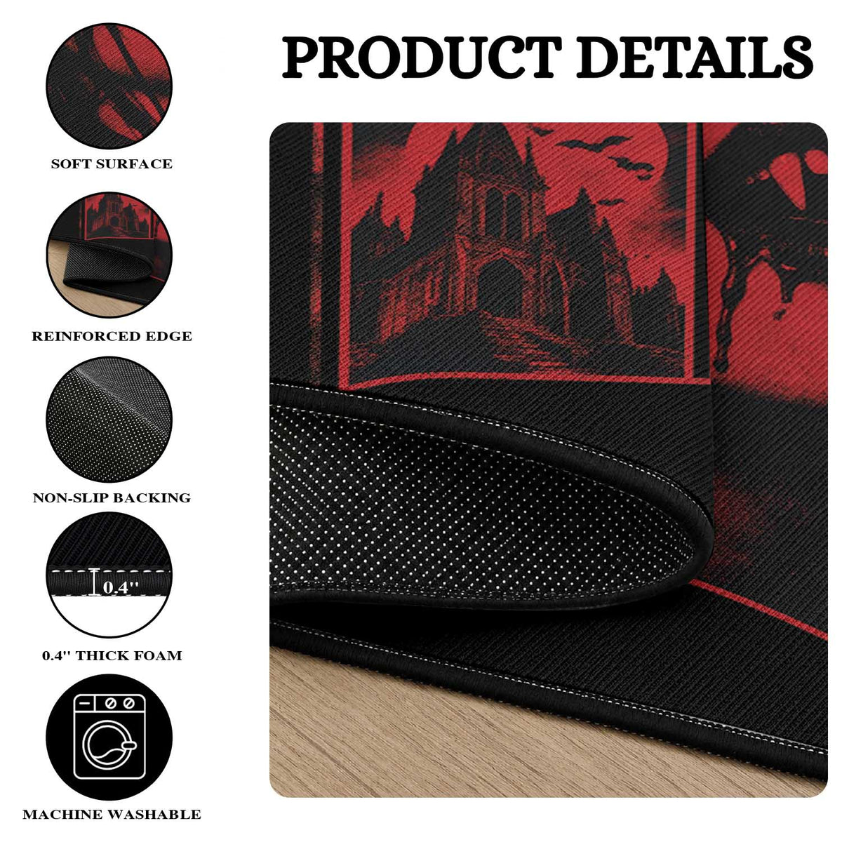 Vampirism Vampire Dark Gothic Emo Y2k Halloween Grunge Round Rug