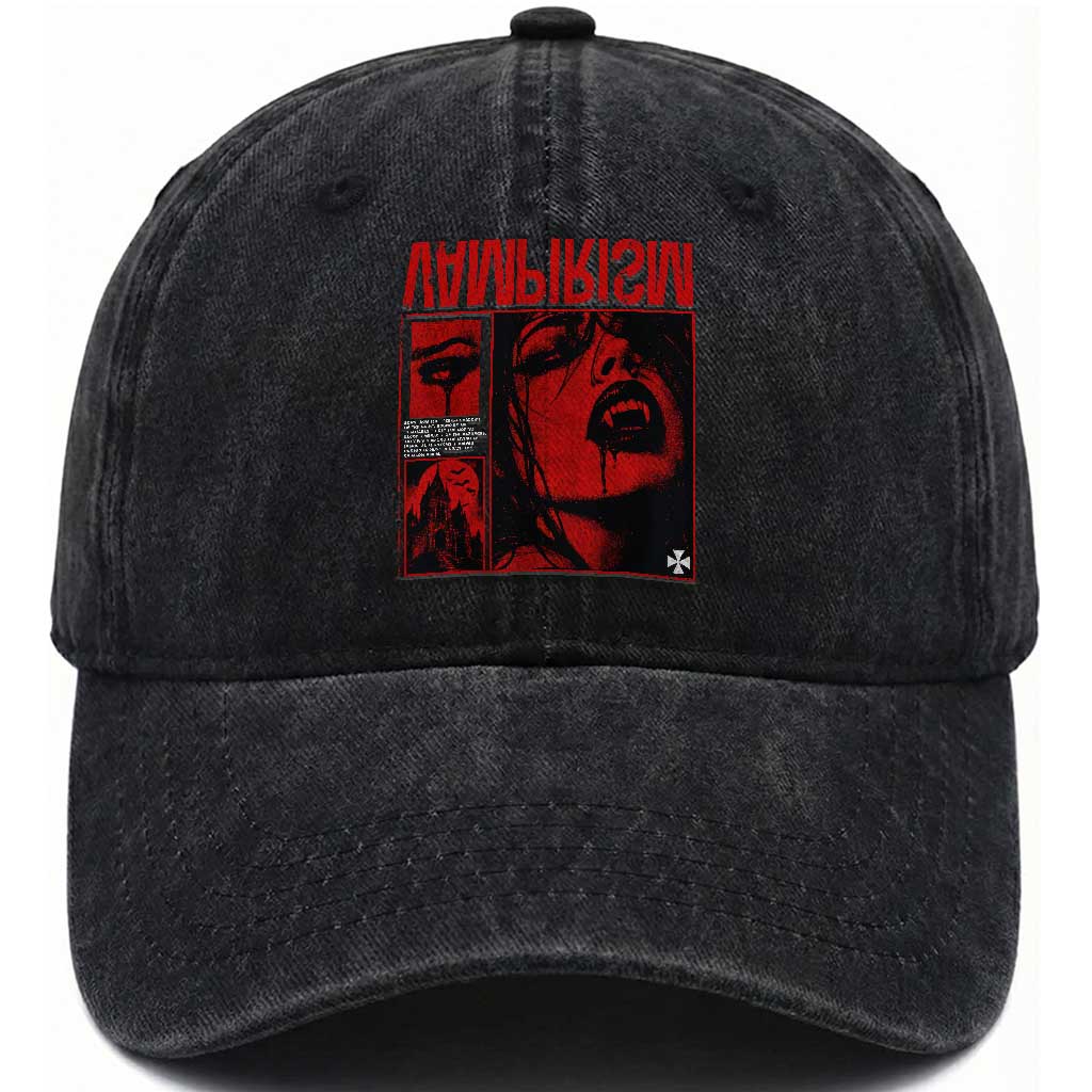 Vampirism Vampire Dark Gothic Emo Y2k Halloween Grunge Washed Cotton Baseball Cap